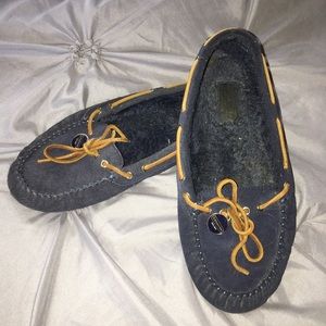 Suede Coach Moccasins in Navy Sz. 9 / 10 W